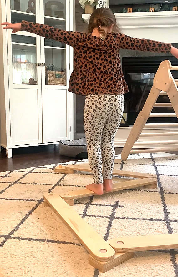 balance beam with child