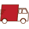 Two red delivery trucks on a white background