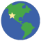 World map with a star above it on a white background