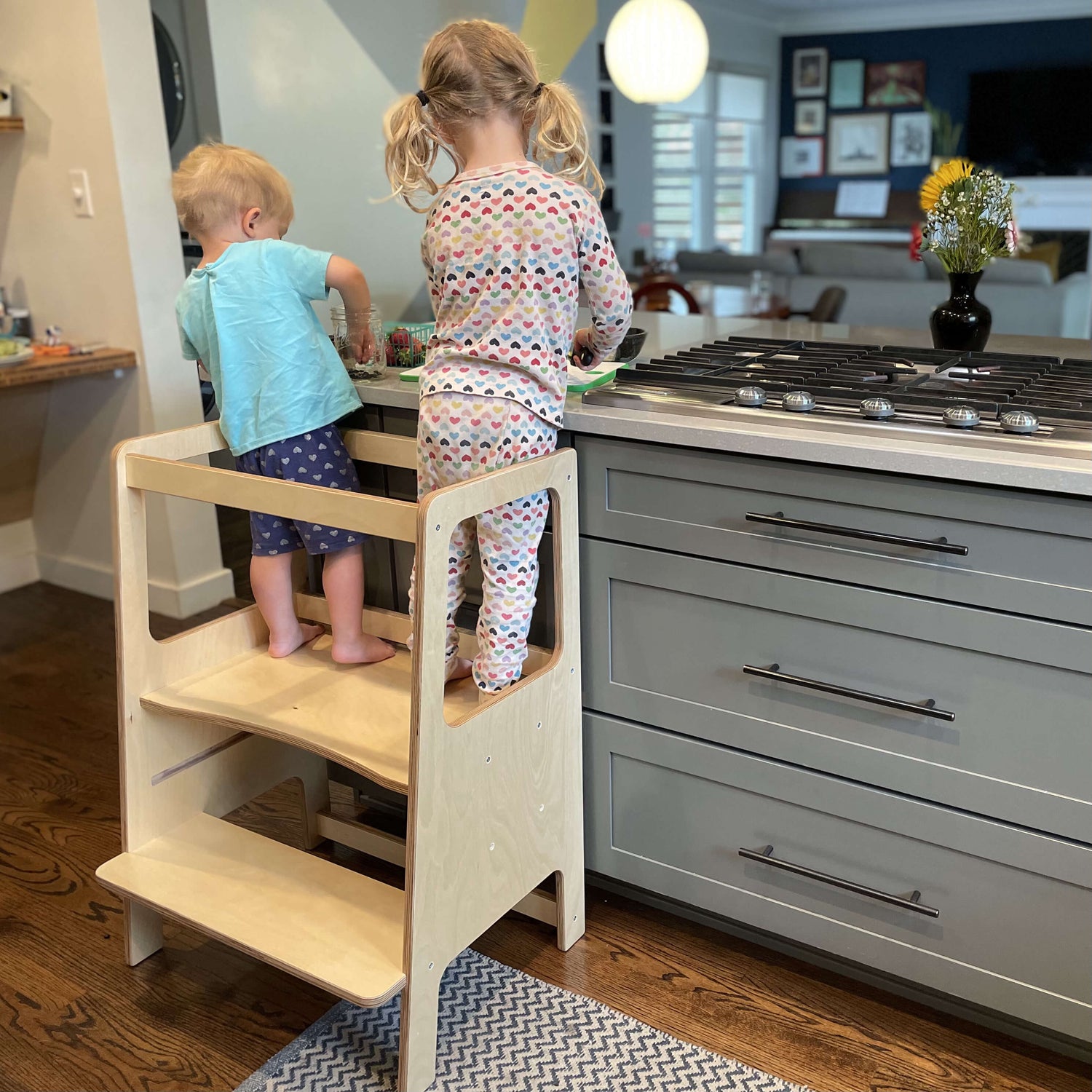 Toddler learning tower makes kitchen skills for children more fun