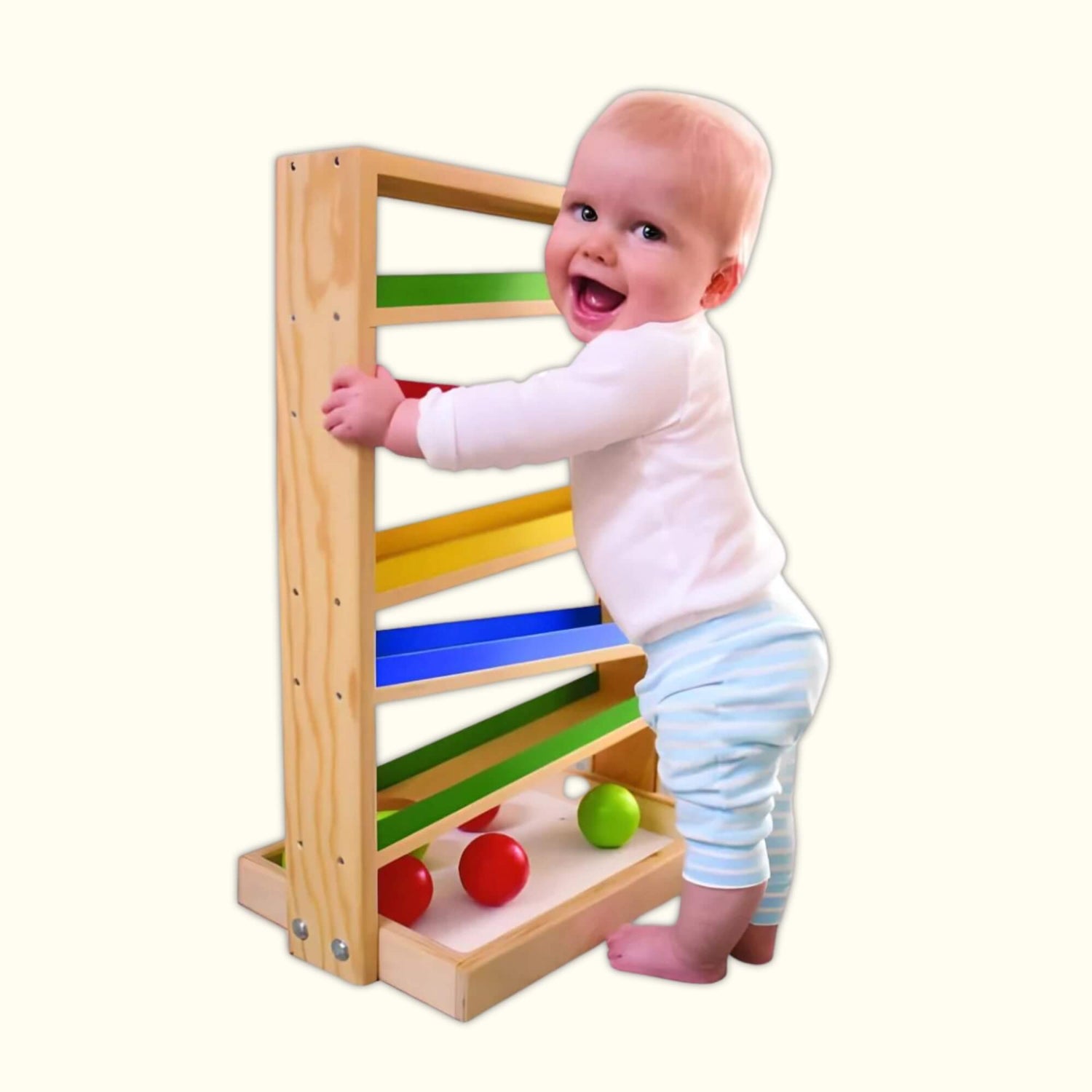 Baby playing with the ball tracker maze