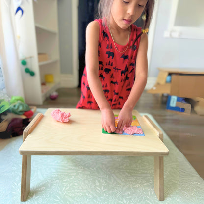 chowki table in home setting with preschool child
