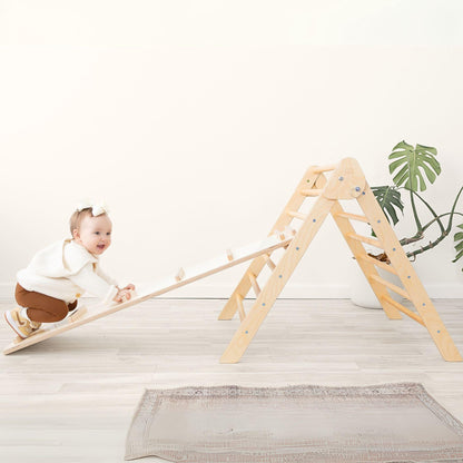 Pikler® Triangle set with baby climbing