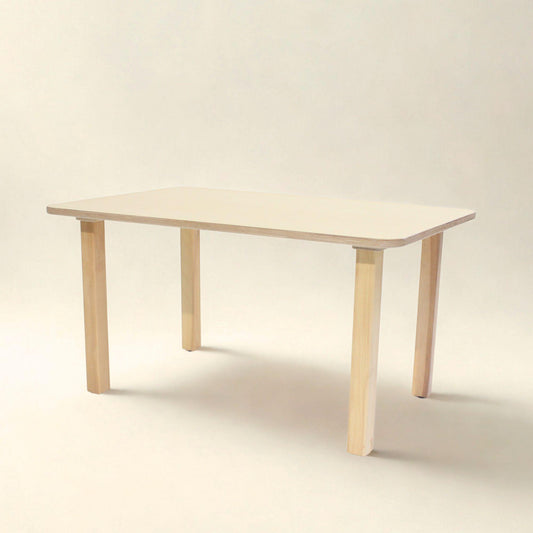 rectangle table in a homeschool classroom