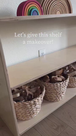 toy rotation on a montessori kids shelf