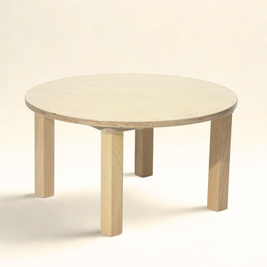 wooden table for infants and toddlers. round 24 inch size and toddler stool