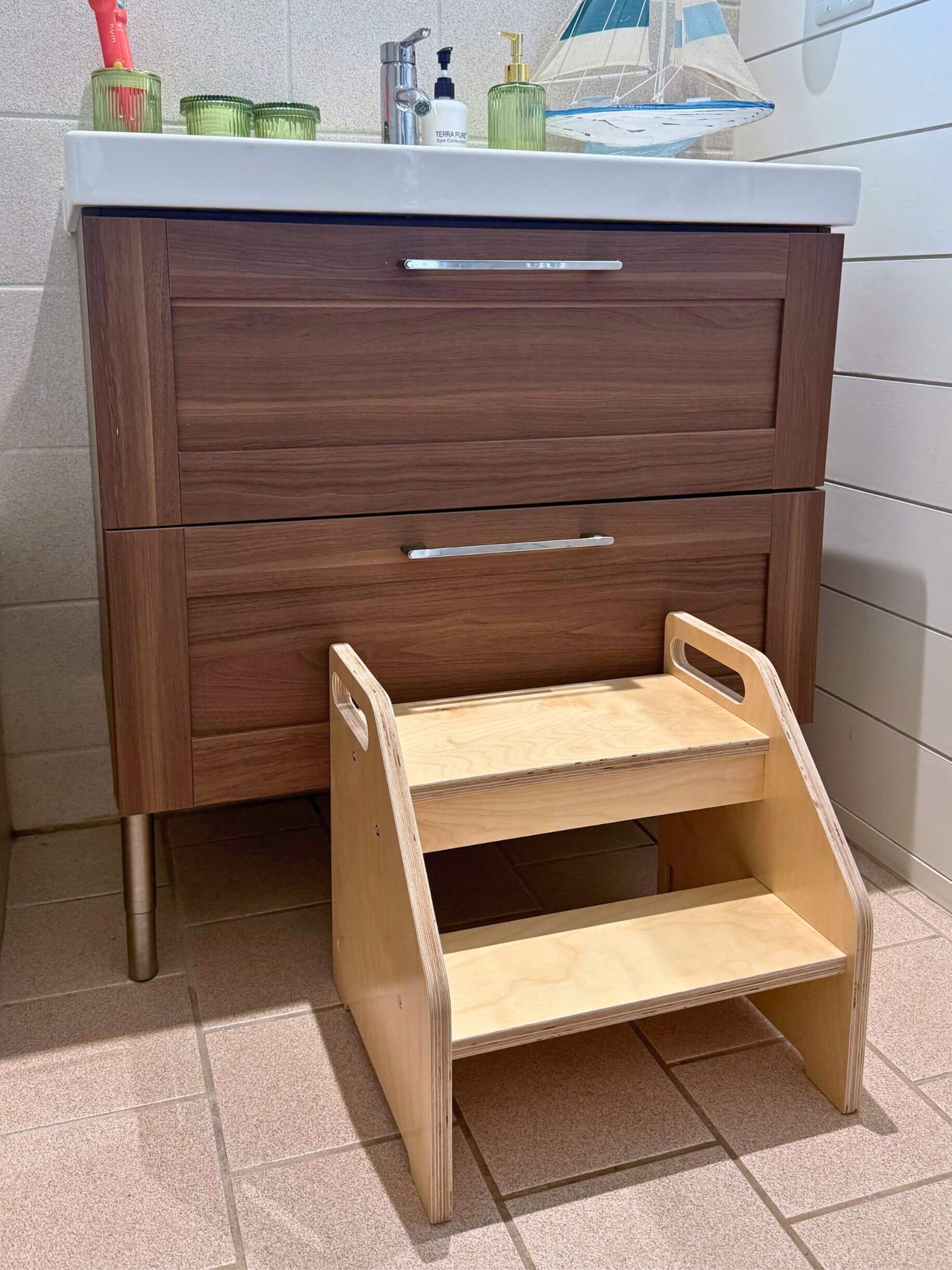 Wooden Kids Step Stool | RAD Two Step Stool for Kitchen & Bathroom