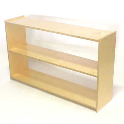 Large montessori shelves made out of wood for toddlers and preschool children.  best for homes daycares and schools.