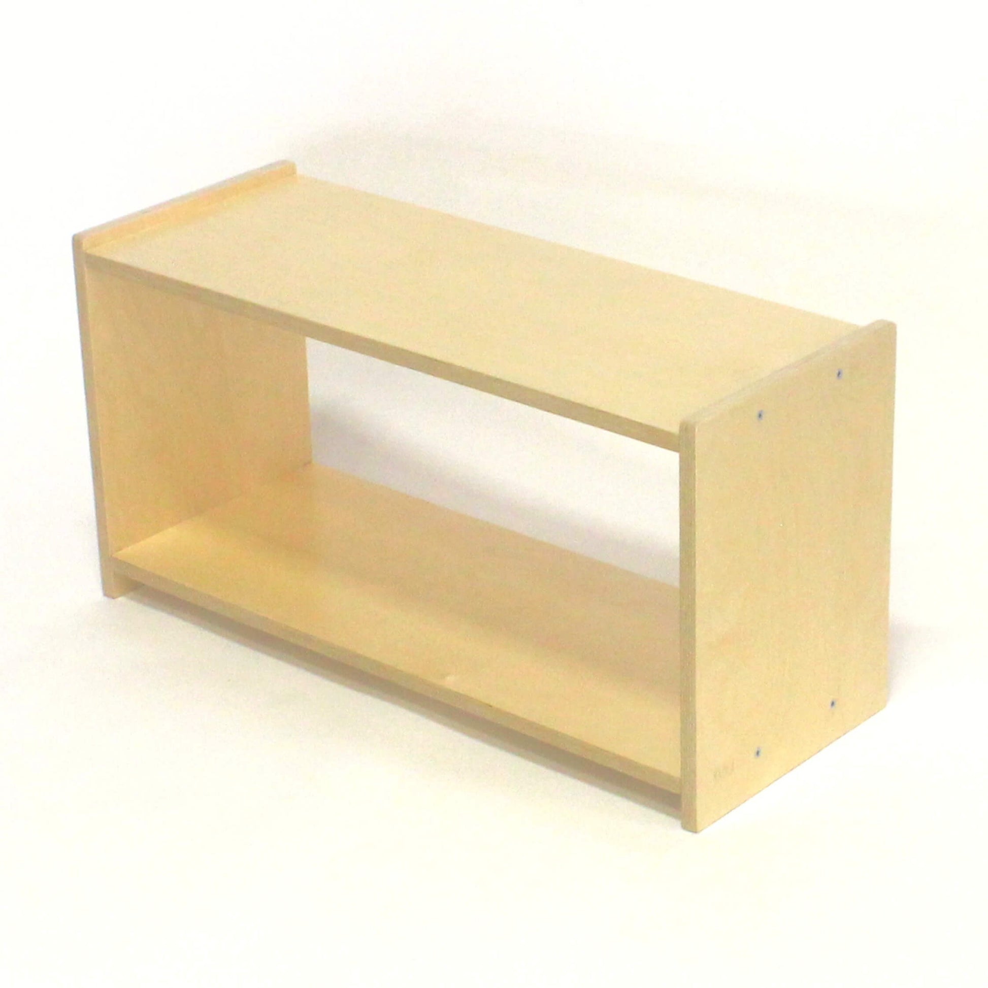Low Wooden montessori shelves for babies infants toldders and children.  Proudly made in america